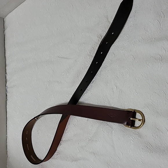 Fossil Geo Color Block Cabernet Leather Belt Size Small - Picture 2 of 8